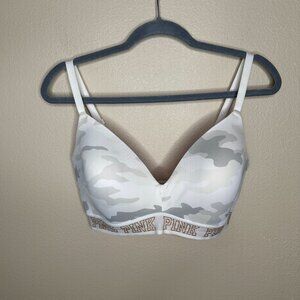 Victoria's Secret PINK Camo Print Lightly Lined Wireless Bra Soft Loung 36DD